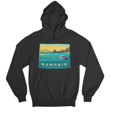 Horizontal Skyline Black Hoodie