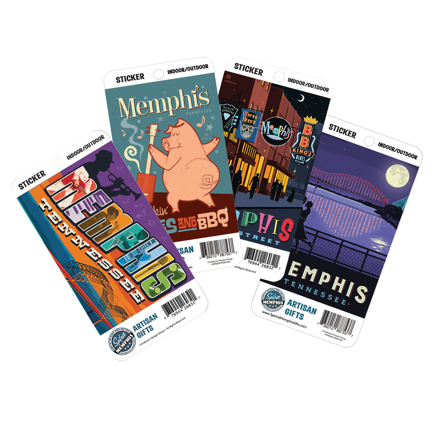 Spirit of Memphis rectangular stickers